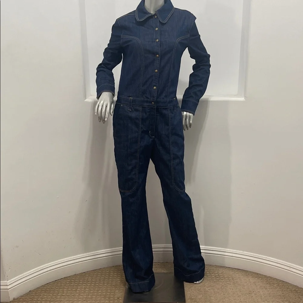 Land Of Distraction 70’s Inspired Women’s Blue Denim Overalls Jumpsuit Size 6
